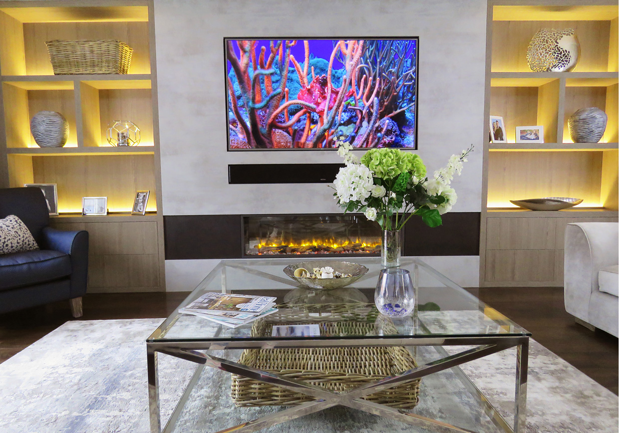 Bespoke media walls with fireplaces